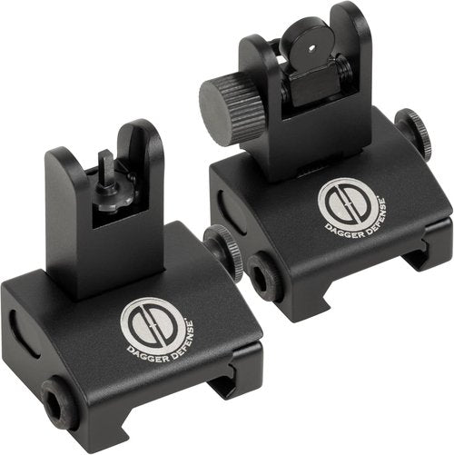 Dagger Defense BUIS Backup Iron Sights - Spring Loaded for Standard Picatinny Rails | Compatible with Red Dots & Scopes