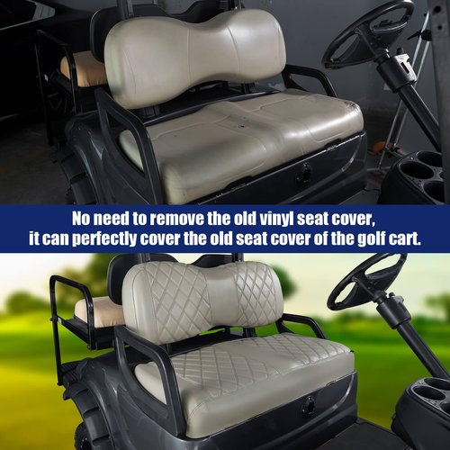 NOKINS Golf Cart Seat Cover for Yamaha Drive/Drive 2 Original Regular Seat Cushion, No Stapler, Golf Cart Vinyl Replacement Diamond Front Seat Cover Oyster Grey