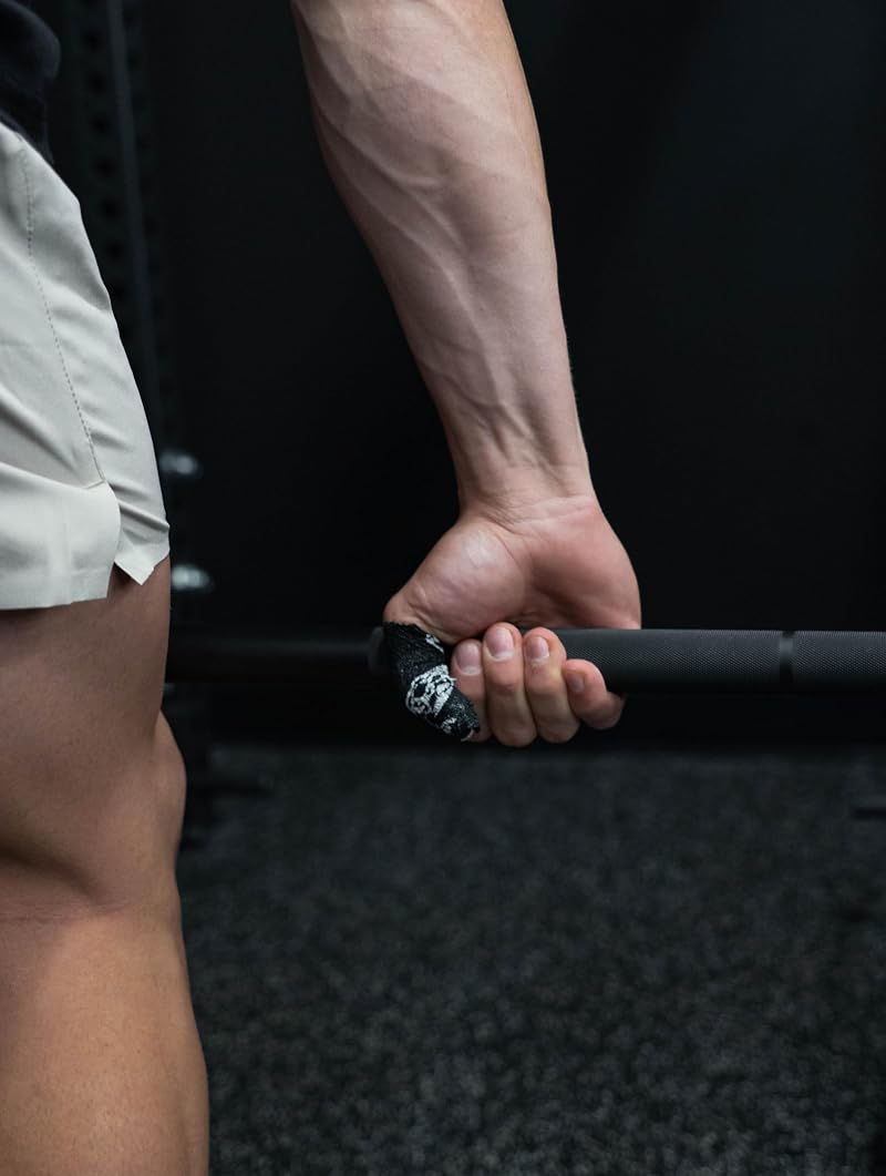 Gymreapers Hook Grip Weightlifting Tape (3 Pack) Black - 2” Sweat-Proof Skull Tape for Thumb Protection