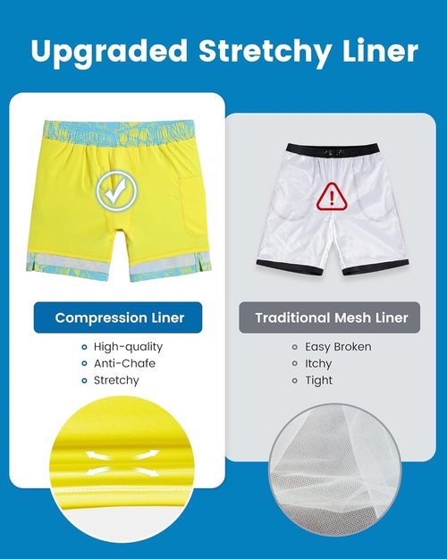 Maamgic 2 in 1 Men's Swim Trunks - 7 Inch Board Shorts for Comfort & Style