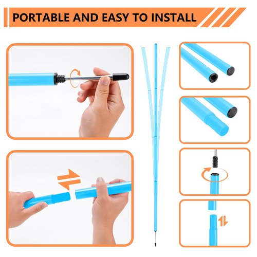 ZEMBSOYA Soccer Training Poles Set, 6 Soccer Poles, Ladder, 10 Soccer Cones, 1 Jump Rope for Soccer Speed and Training（Blue）