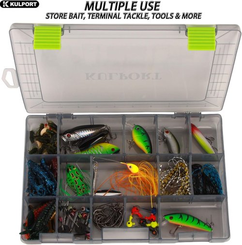 3600 Tackle Box by [Brand Name] - Plastic Storage Organizer with Removable Dividers | 4 Pack Grey Lure Tray