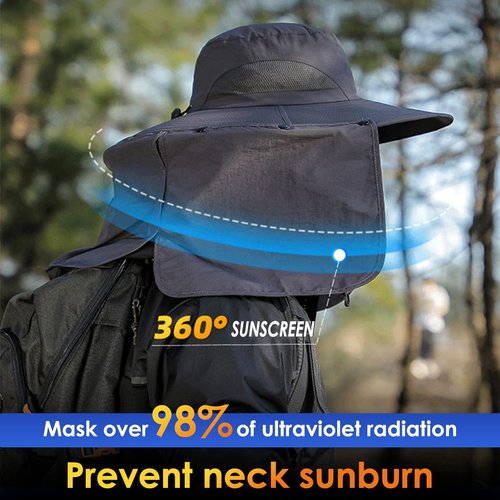 DOCVIT Fishing Hat - Waterproof Wide Brim Bucket Hat for Men & Women | UPF 50+ Sun Protection with Neck Flap