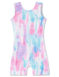 Domusgo Gymnastics Leotards for Girls Size 8 9 Years Old Sparkle Tie Dye White One Piece Sleeveless Unitard