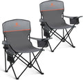 High Point Sports Portable Camping Chair - Lightweight Folding Design | 2-Pack, Supports 350 lbs, Gray