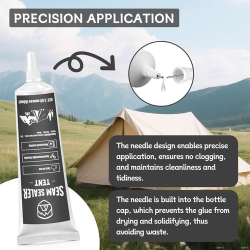 NICE2MEU 120ml Tent Seam Sealer, Waterproof & Leak-Proof, Quick Drying & Transparent, Seam Sealer Tent Sealant Repair Kit for Tents, Sleeping Mats, Awnings