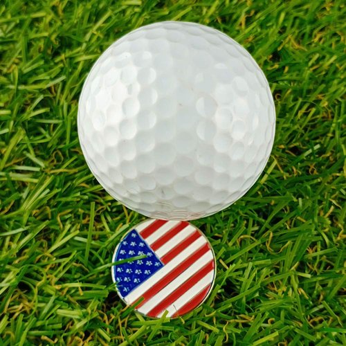 GOLTERS Golf Ball Markers Assorted Patterns Value Pack of 12 Golf Gifts, Golf Cap Clips and Divot Repair Tools Parter Accessories Sets for Men Women Golfer (Flag 12pcs)