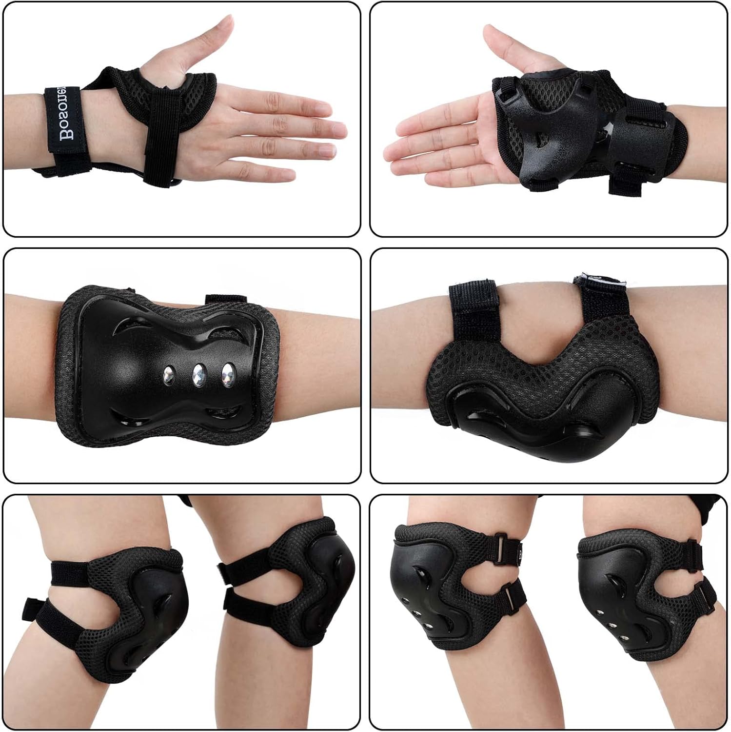 BOSONER Kids Knee & Elbow Pad Set - Protective Gear for Roller Skating, BMX, and Scooter Riding
