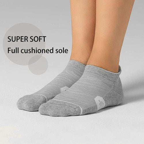 FITRELL Women's Cushioned Ankle Running Socks - 6 Pack of Low Cut Athletic Socks