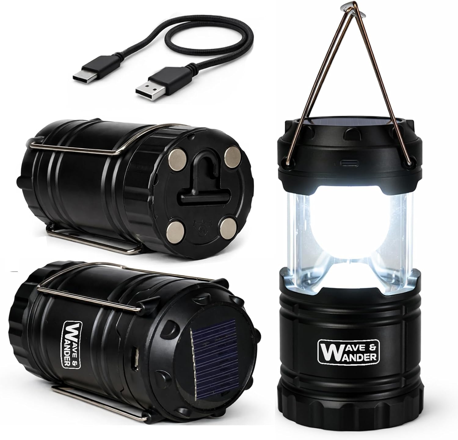 Solar & Rechargeable LED Camping Lantern - Waterproof IP55, Bright & Portable with Power Bank | Ideal for Camping, Hiking & Outdoor Use