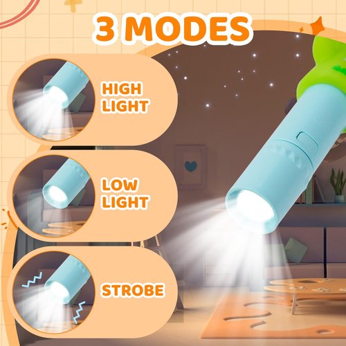 Darlur 4 Pack Small Mini Cute Kids Flashlight, Rechargeable Animal Flashlights for Boys Girls,Christmas Gifts Stocking Stuffers