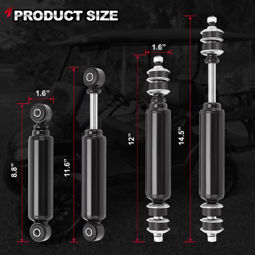 Golf Cart Front and Rear Shock Absorbers Compatible with 2004-up Precedent G&E, 1988-up Club Car DS G&E Replace#1010991, 1015813, 1014235, 1014236