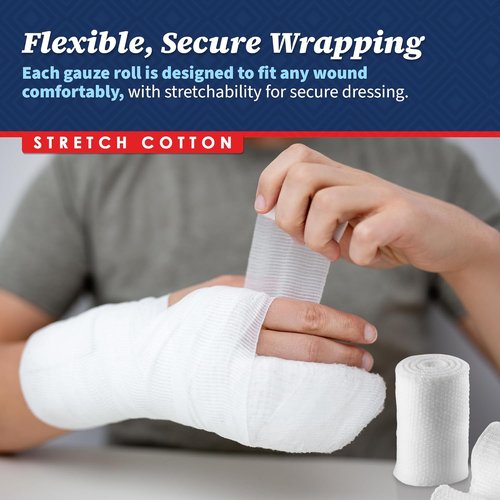 MEDca Gauze Bandage Rolls - Medical Grade 2" x 4.1 Yards, 12 Pack for Wound Care & First Aid