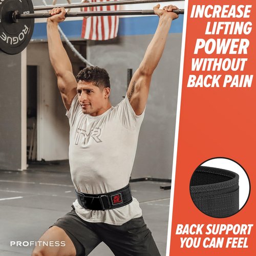 ProFitness 4 Inch Wide Weight Lifting Belt | Workout Belt - Men's Lifting Belt (Black/Red, X-Large)