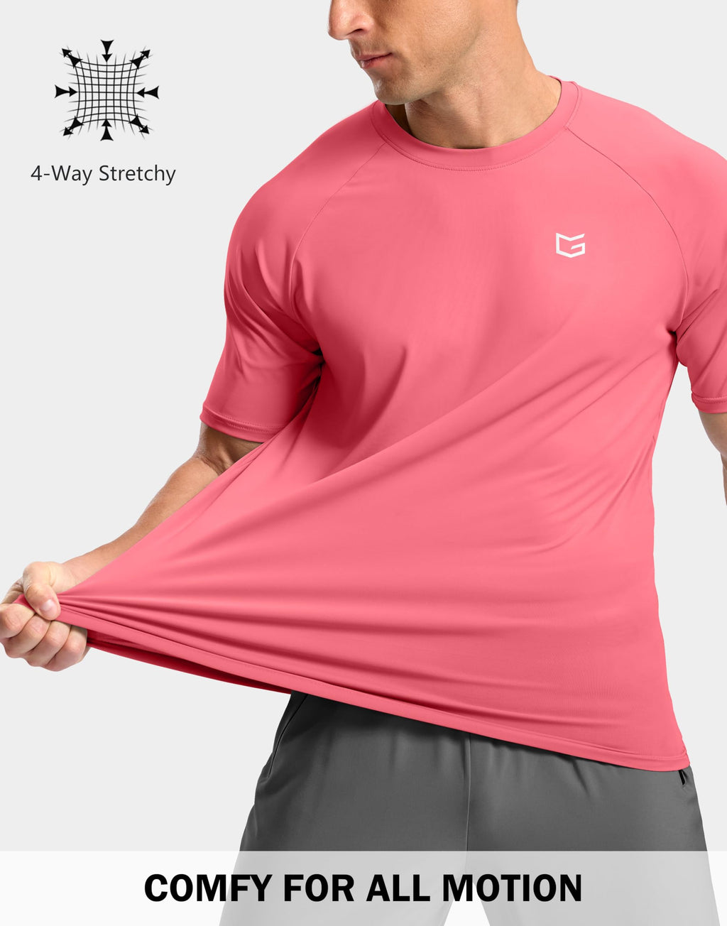 G Gradual Men's Athletic Workout T-Shirts Moisture Wicking Cooling Running Shirts Short Sleeve Performance Tee for Gym Tennis(Pink,XL)