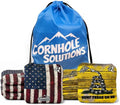 Cornhole Solutions - Professional Cornhole Bags Set of 8 | USA Flag Designs - Regulation 6"x6" - Resin Filled with Tote Bag