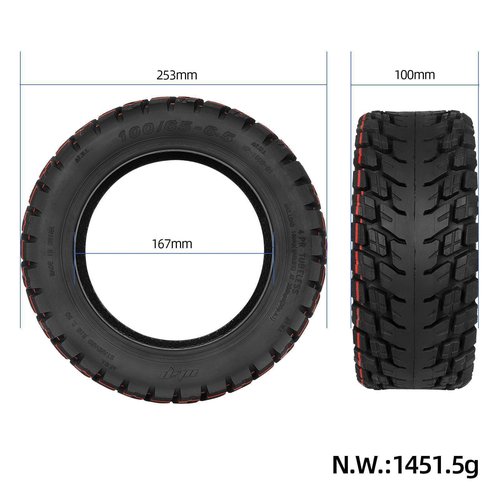 11 Inch 100/65-6.5 with Jelly Glue Tubeless Off-Road Tires for Dualtron Thunder Speedual Plus Zero 11X VSETT 11+ Electric Scooter Self-Healing Tyre Replacement Parts