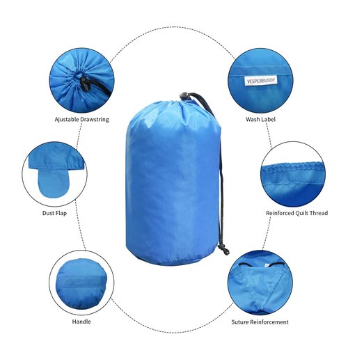 VESPERBUDDY Small Drawstring Bags Stuff Sack Set 5-Pack,Colorful 3L/5L/9L/15L/20L Ultralight Ditty Bags with Dirty Flap for Camping,Hiking,Travelling or Laundry (Blue&Golden&Grey&Yellow&Green)