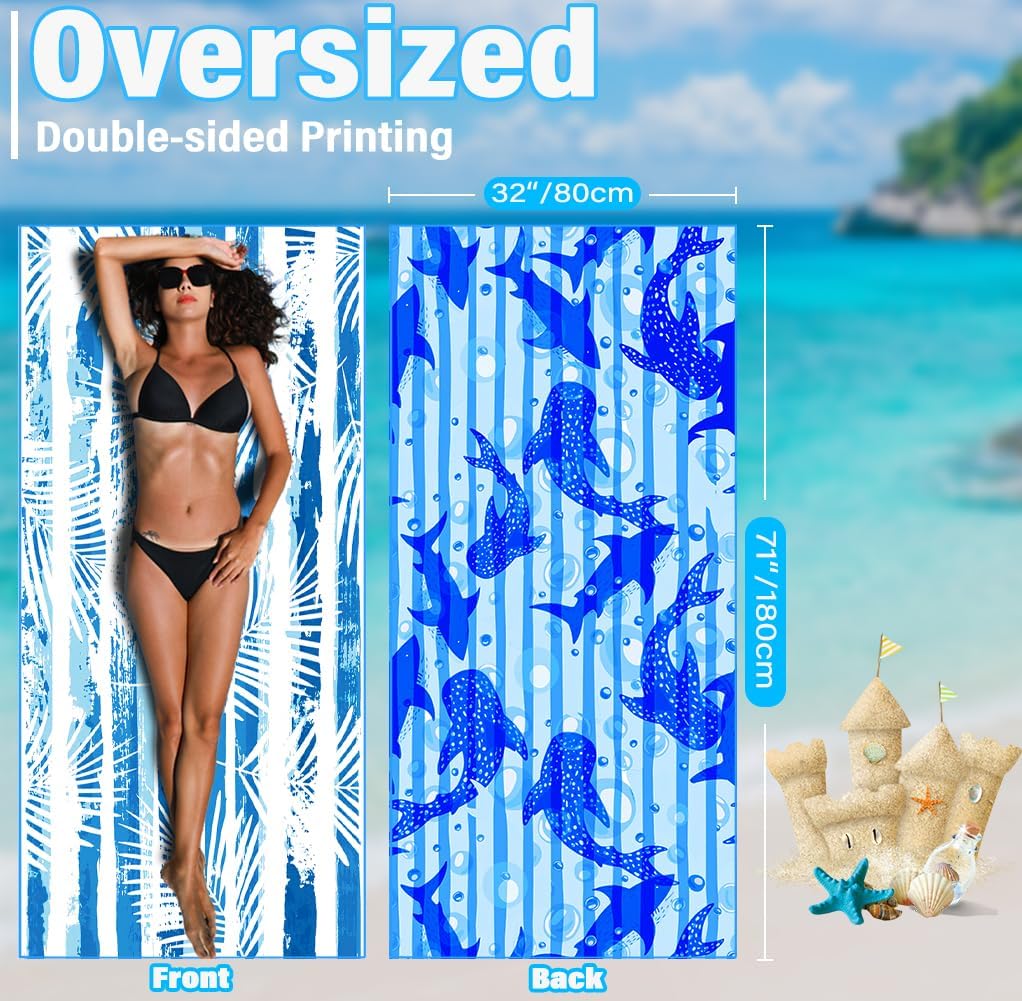 Skiennix Lightweight Microfiber Beach Towel - Quick Dry, Sand-Free, Extra Large 32x71 Inch for Travel & Pool