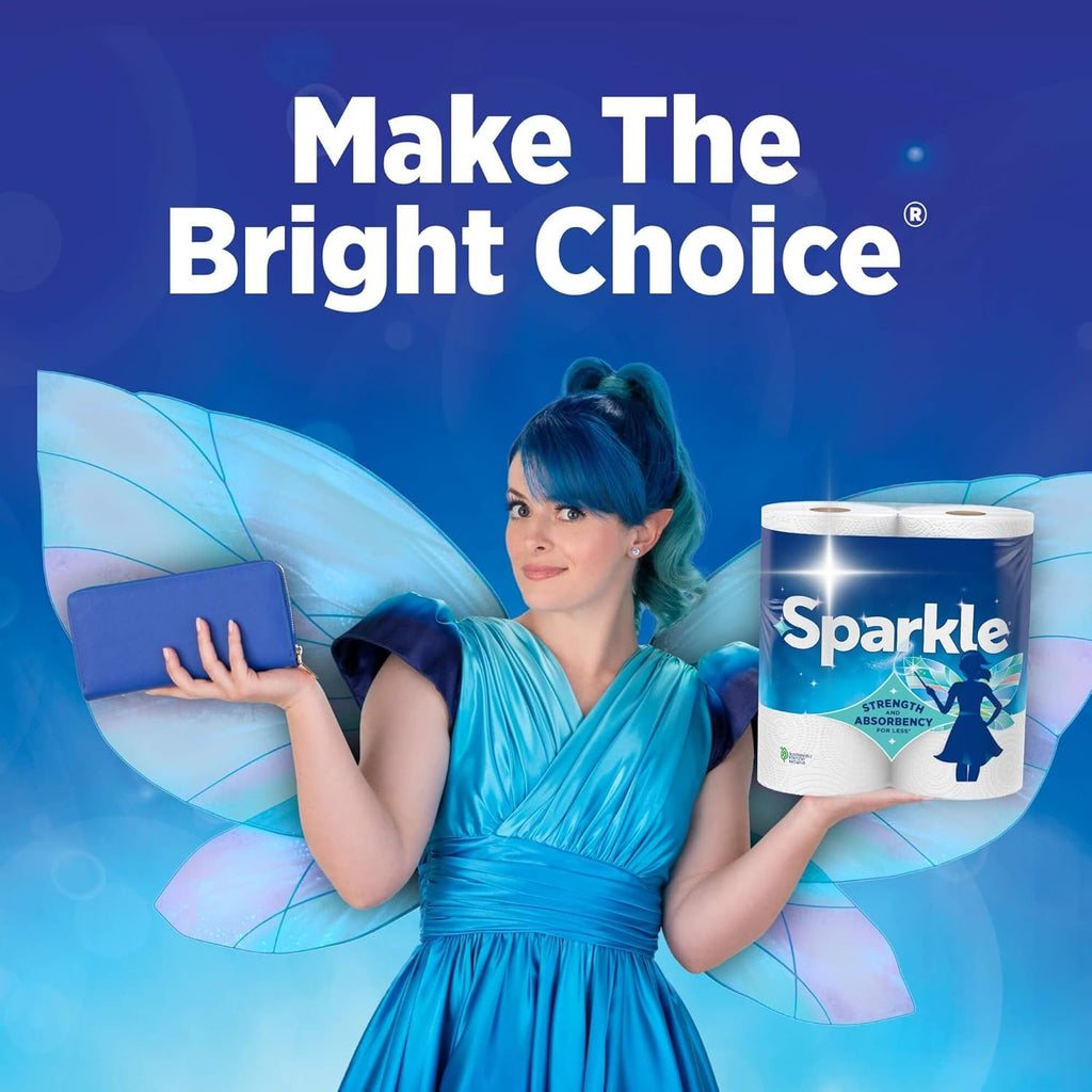 Sparkle Paper Towels - Strong 2-Ply Pick-A-Size, 6 Double Rolls (660 Sheets) for Kitchen Cleanup