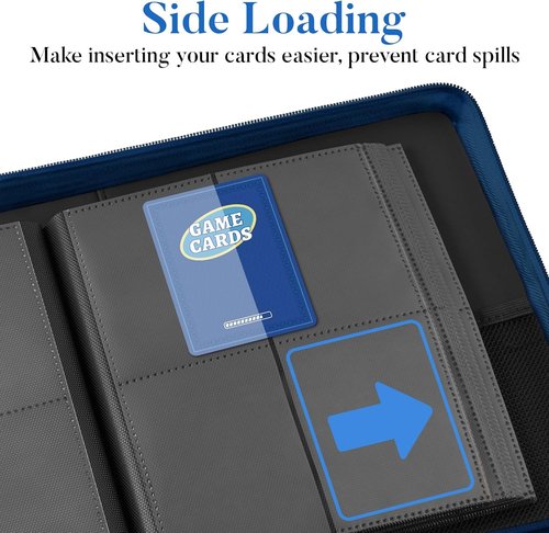 Fabmaker Premium 4 Pocket Zip Card Binder - Portable Album for 320 Trading Cards | Navy Blue