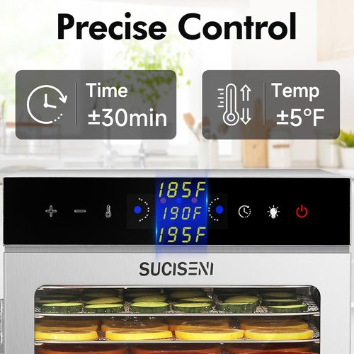 Food Dehydrator Machine - Skiennix 12 Stainless Steel Trays | 1000W with 24H Timer & 195℉ Control for Jerky, Fruits, & Herbs