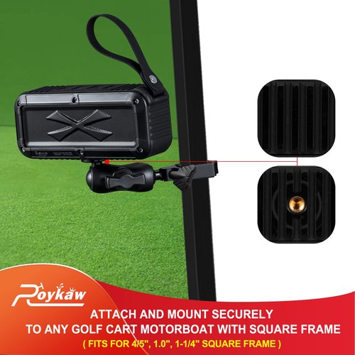 Roykaw Golf Bluetooth Speaker with Mount, Loud Stereo Sound and Bass Boost, IPX7 Waterproof, Shockproof & Dustproof, Portable Bluetooth Speaker Compatible with EZGO/Club Car/Yamaha/Advanced EV