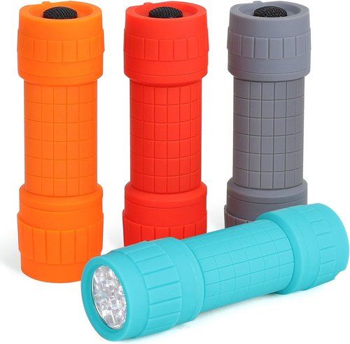 FASTPRO 9-LED Mini Flashlight Set - 4-Pack with Pre-Installed AAA Batteries | Ideal for Camping & Events