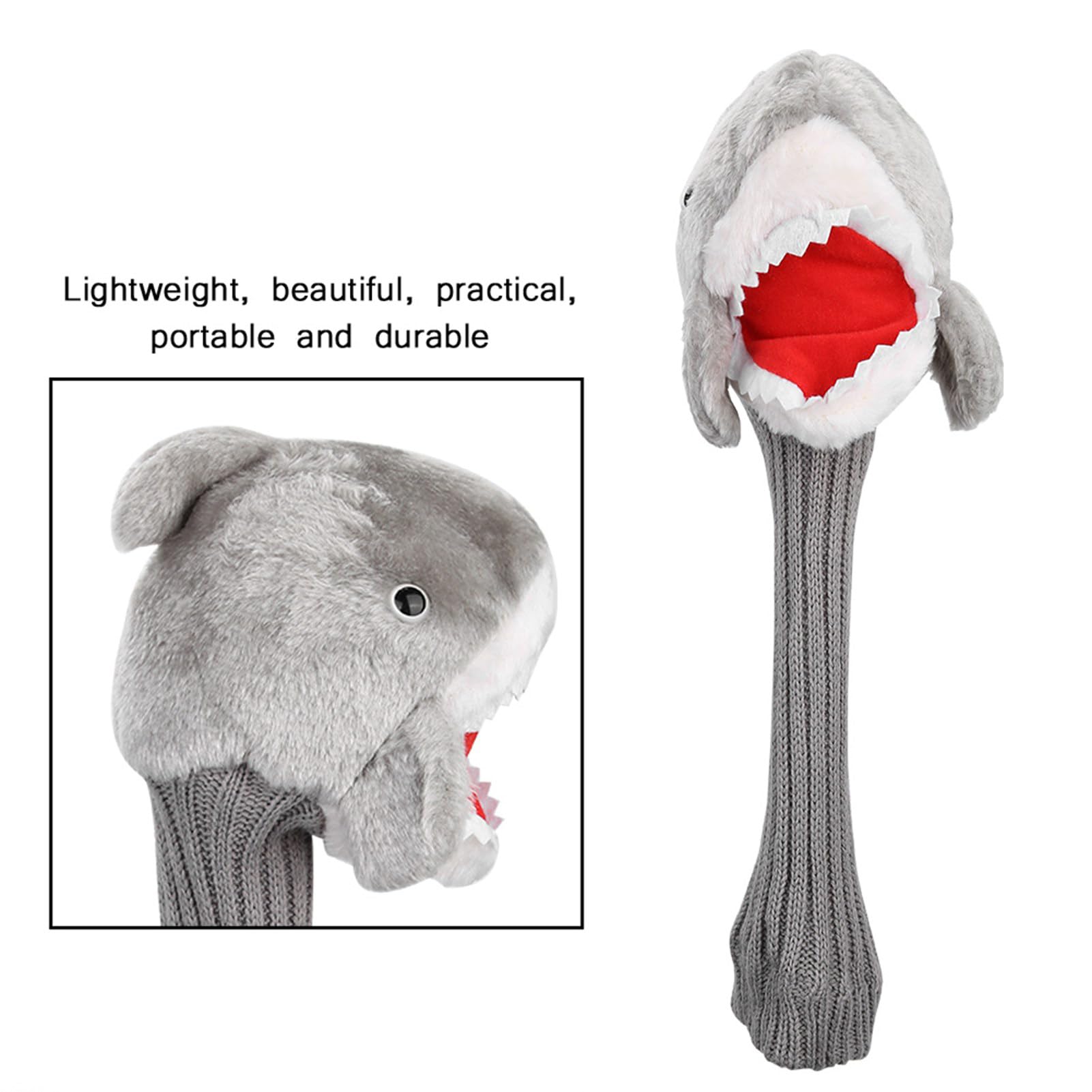 Yosoo Golf Club Cover Shark Animal Golf Club Cover, Plush Cloth Golf Headcover for Brand 3 and 5 Wood Driver, Wear Resistance Cute Shark Head Golf Club Cover 14.6 * 7.1 * 4.3in