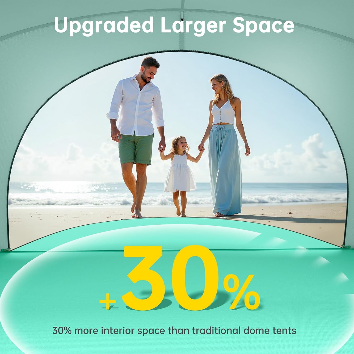 Raynesys Beach Tent - Portable Sun Shelter for 1-3 People | Green Shade with 2 Zippered Doors