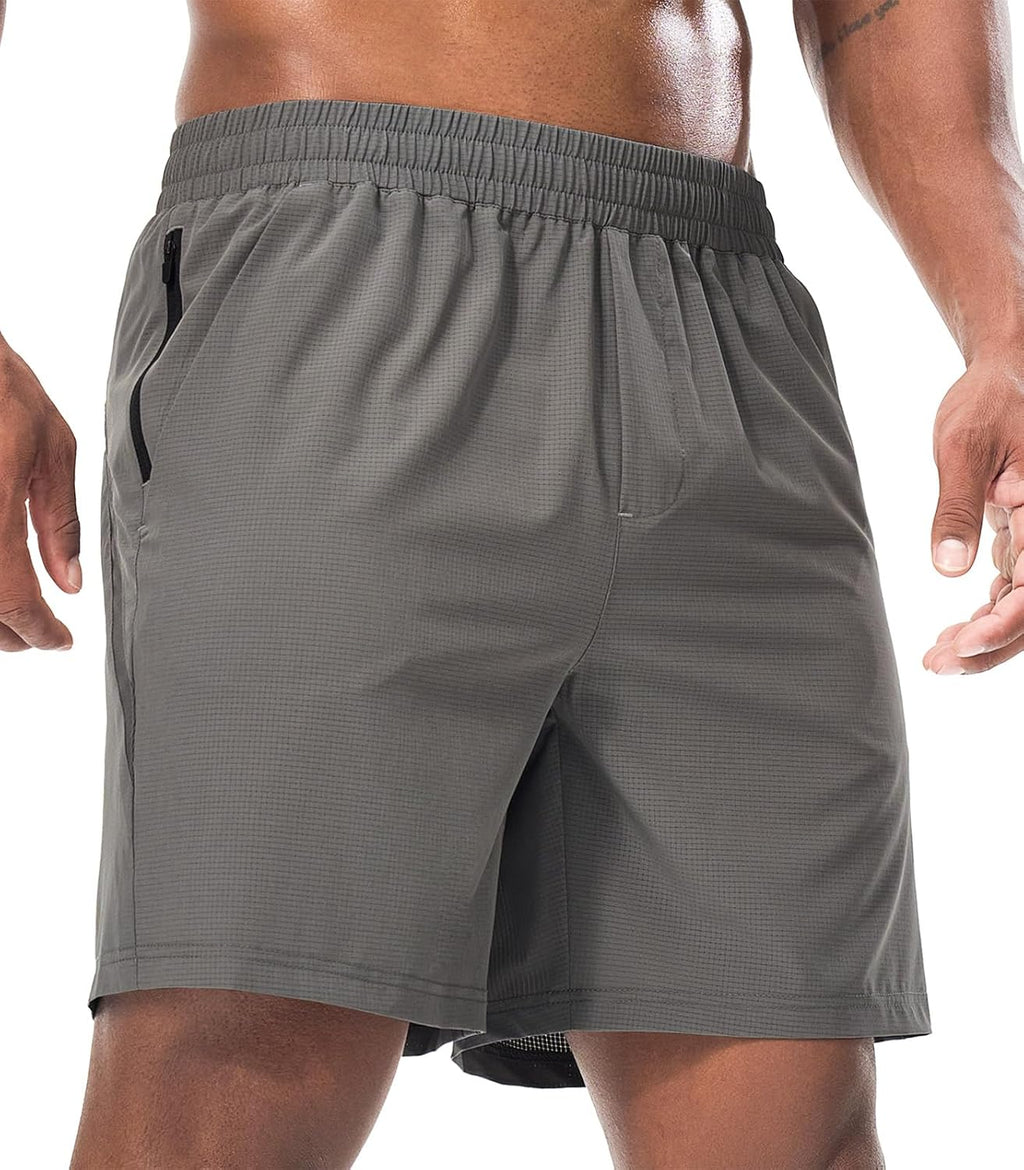 Surenow Men's Athletic Shorts - Quick Dry Lightweight Breathable Mesh with Zip Pocket | Ideal for Gym & Running