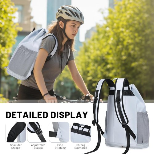 Mygreen Gym Drawstring Backpack - Waterproof Sports Bag with Shoe Compartment | Lightweight, Breathable, Large Capacity, Foldable Design in Black