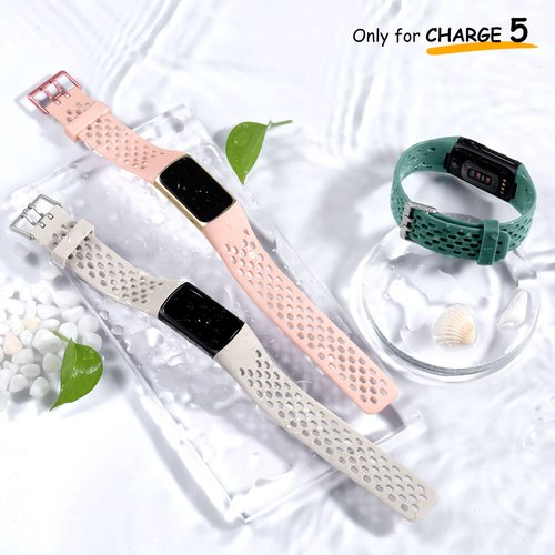 6 Pack Band Compatible with Fitbit Charge 5 Bands Women Men - Breathable Sport Band Soft Waterproof Replacement Wristbands Strap for Fitbit Charge 5 Advanced Fitness Tracker, 3 Pack