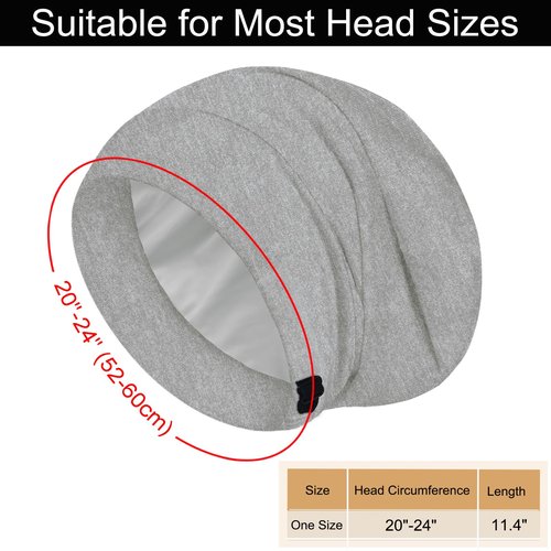 2pcs Sleep Cap Bonnet for Sleeping, Adjustable Cooling Ice Silk Lined Hair Bonnets for Natural Curly Braids Beanie Hat Women Men