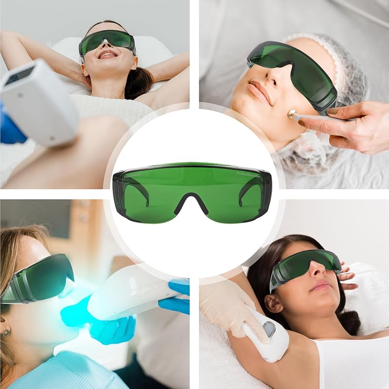 IPL 200nm-2000nm Laser Safety Glasses - Eye Protection for Laser Hair Removal & Cosmetology (Green)