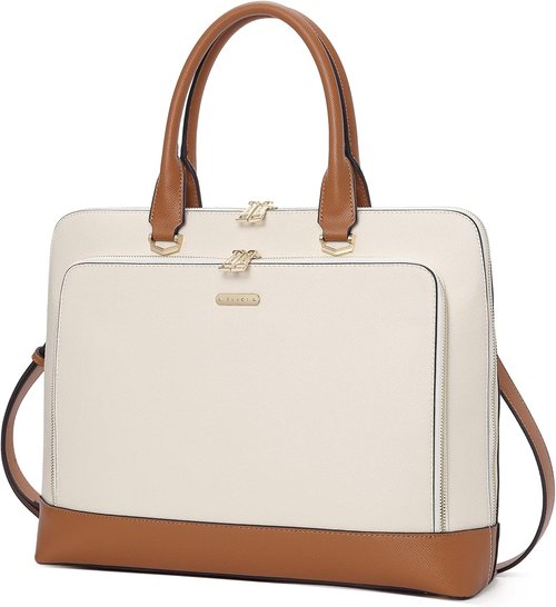 CLUCI Leather Briefcase - Stylish 15.6 Inch Laptop Bag for Women | Versatile Work & Shoulder Handbag
