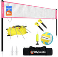 Skiennix Portable Outdoor Volleyball Net Set - Adjustable Poles, Soft PU Volleyball & Pump, Carry Bag Included