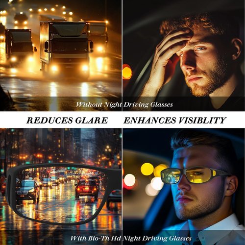 Bio-th Night Vision Driving Glasses Fit Over for Men Women,Wrap-Around With UV Protection,Cycling Golf and Fishing