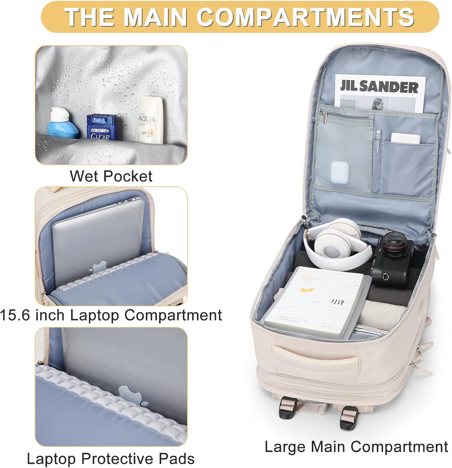 Skiennix Expandable Travel Backpack - Airline Approved, Waterproof Design for Men & Women | Perfect Carry-On Bag