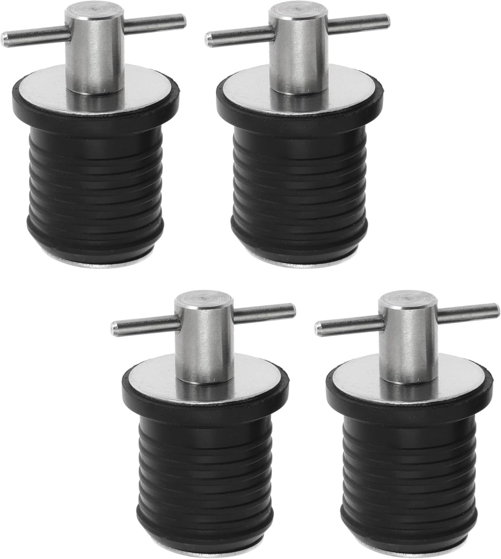 4-Pc Boat Plug Set - T Handle Drain Plugs with Durable Brass & Stainless Steel Handles | 1 Inch