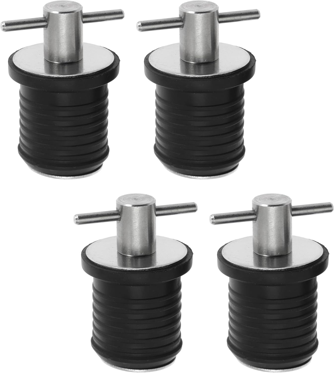 4-Pc Boat Plug Set - T Handle Drain Plugs with Durable Brass & Stainless Steel Handles | 1 Inch