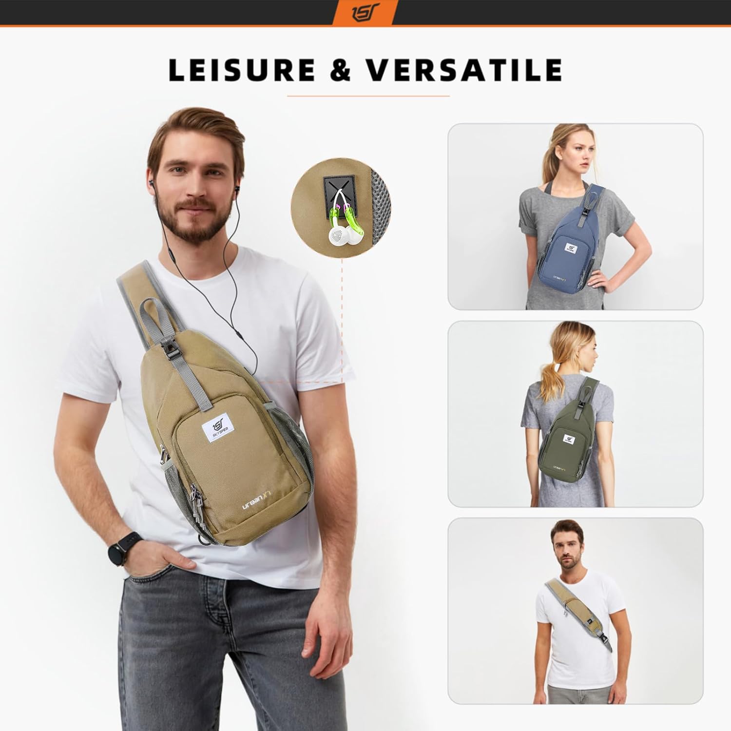 SKYSPER Sling Bag - RFID Crossbody Backpack for Travel & Hiking | Unisex Periwinkle Daypack