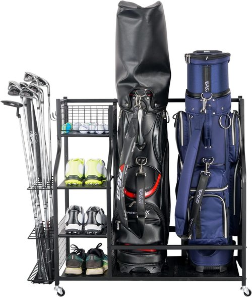 Mythinglogic Garage Sports Equipment Organizer - Large Capacity Ball Storage with Hooks & Baskets