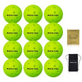meremee Outdoor Pickleballs, 12 Pack 40 Holes Pickleball Balls with Carrying Bag, Official Ball of High Visibility, Bounce, Durable Pickleball Set