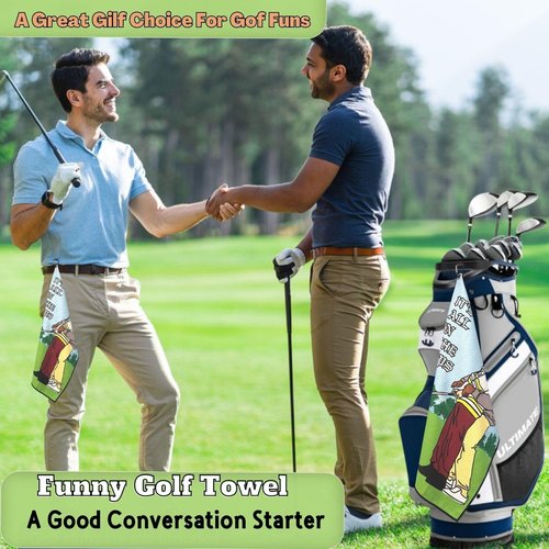 Funny Golf Towel, Printed Golf Towels for Golf Bags with Clip, Golf Gift for Men Husband Boyfriend Dad, Birthday Gifts for Fan - It's All in The Hips