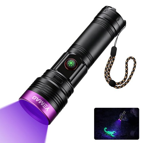 20W 365nm UV Flashlight Rechargeable,5000mAh Black Light Flashlight,Powerful Ultraviolet Blacklight,UV Lamp for Pet Urine Detection,Scorpion,Resin Curing,Yooperlite,Blood Tracking,Hotel hygiene,ACLeak