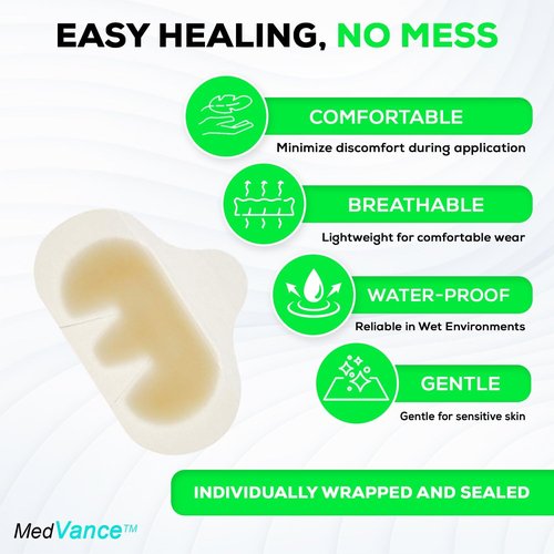 MedVance Hydrocolloid – Bordered Hydrocolloid Adhesive Dressing, Heel/Elbow, 3.5"x5", Box of 5 dressings