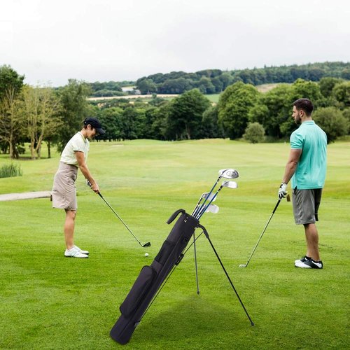 LONGCHAO Golf Bag, Lightweight Golf Club Bags with Stand and Strap, Pitch and Putt Golf Bag 2 Way Driver Golf Bags, (Black)