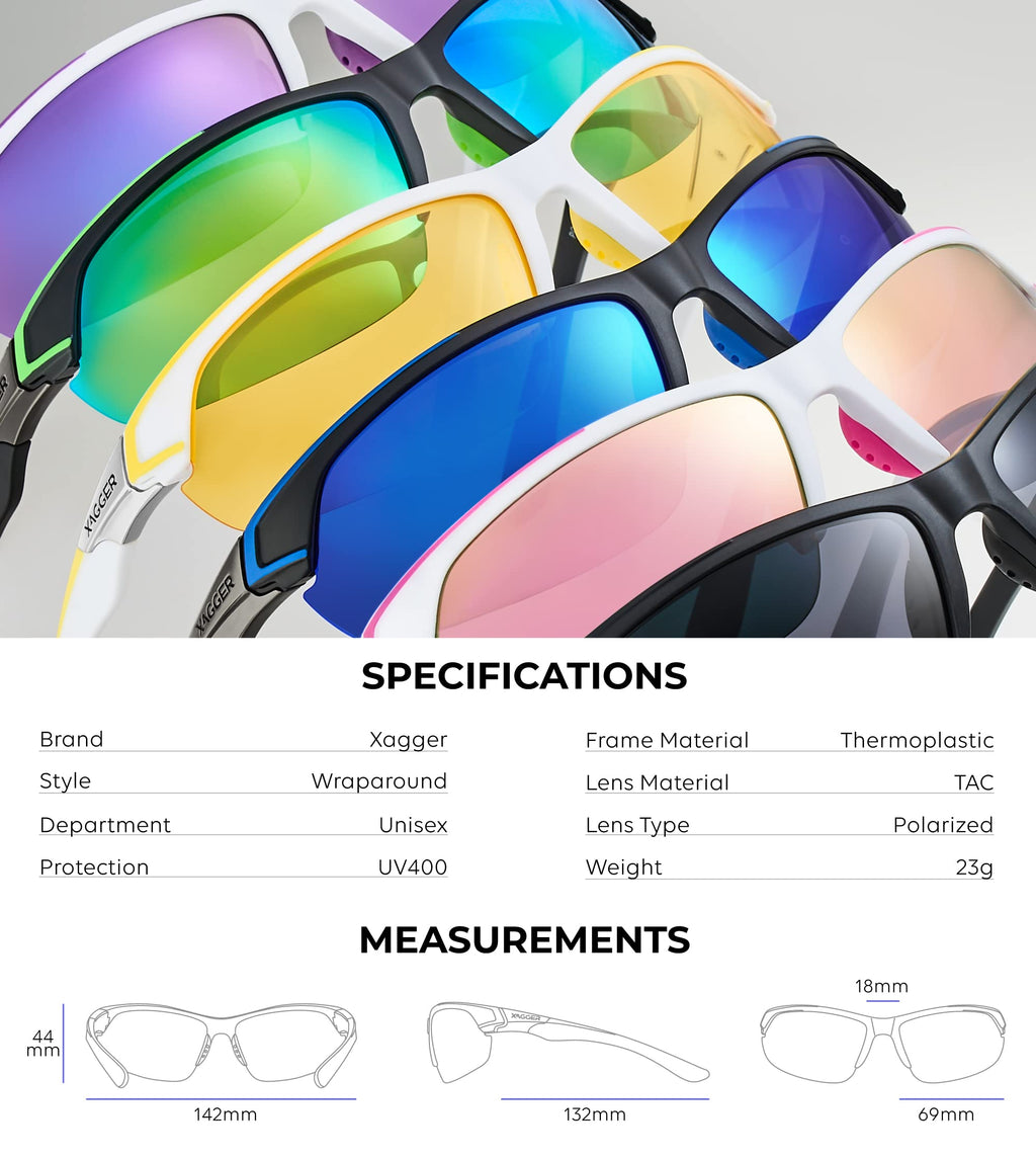 Xagger Polarized Sport Sunglasses for Men Women Wrap Around UV400 Running Baseball Softball Cycling Golf Hiking Fishing Driving Glasses