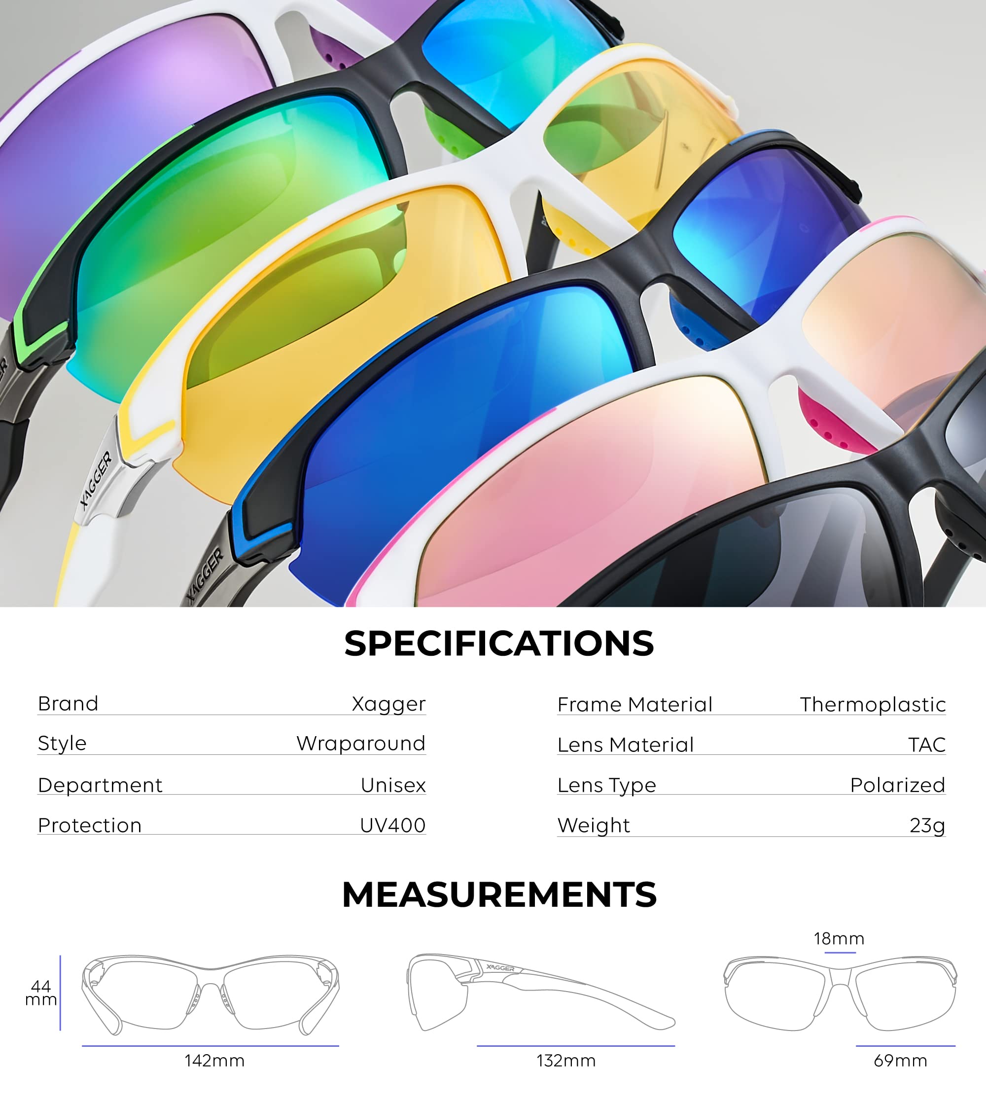 Xagger Polarized Sport Sunglasses for Men Women Wrap Around UV400 Running Baseball Softball Cycling Golf Hiking Fishing Driving Glasses